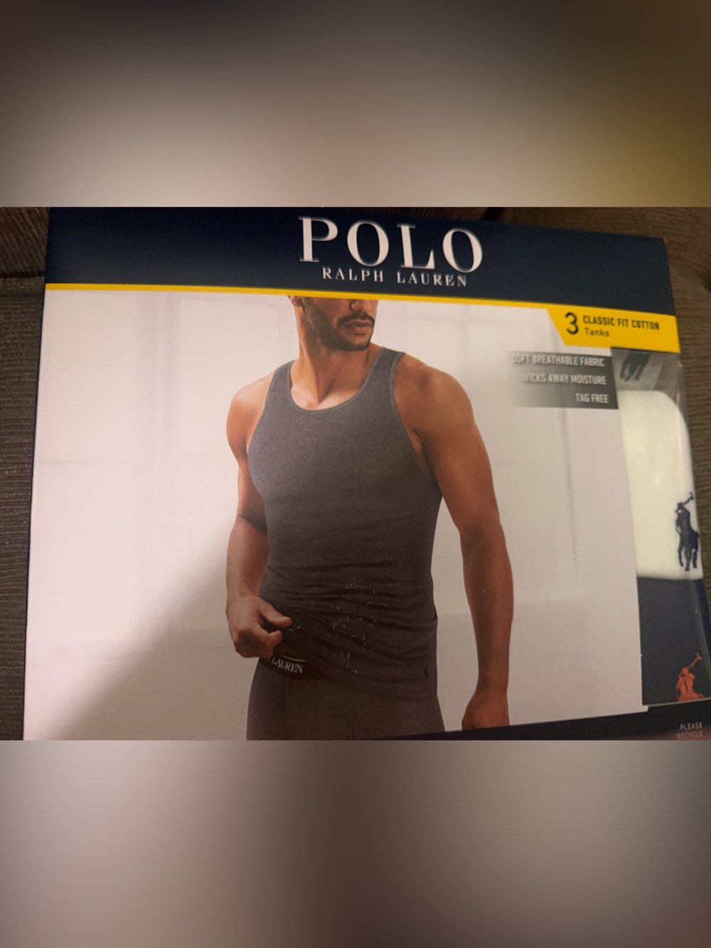 Polo by Ralph Lauren Men's Gray blue white Tank Top - Classic Fit size M-NWT